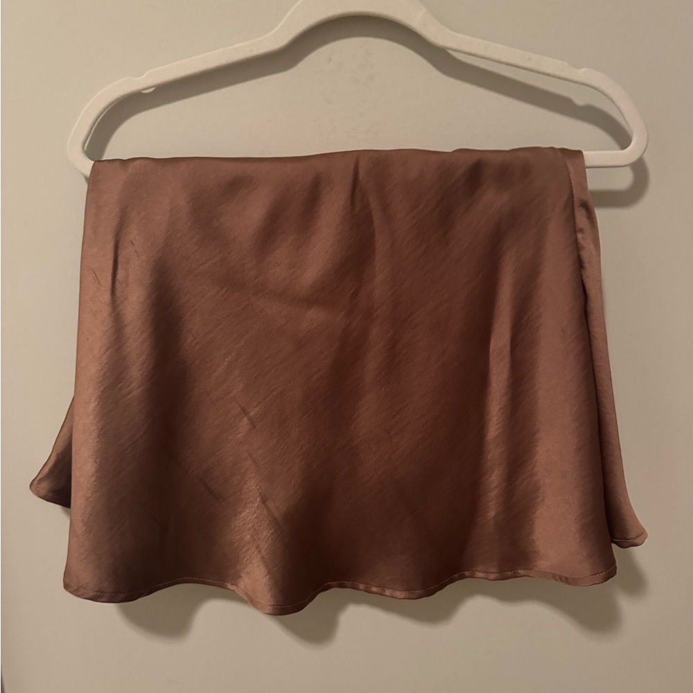 Fab’rik Satin Mini Skirt - Brown